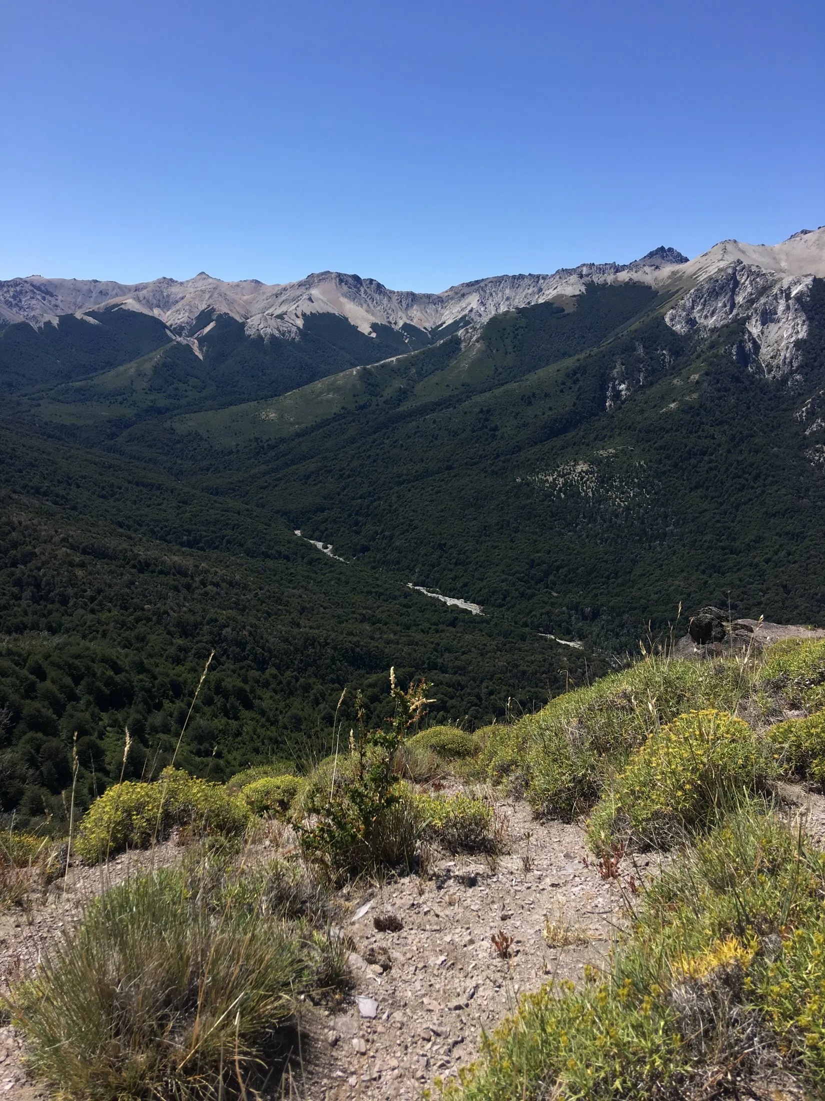A mountain trail looking toward a far ridge